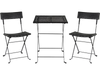 Folding bistro set featuring a black PE wicker table and ergonomic chairs, perfect for outdoor patio or garden use.