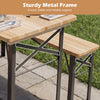 Close-up of the sturdy metal frame on the 3-piece folding picnic table set, ensuring reliable support for outdoor.