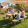 3-piece folding picnic table set with fir wood and metal frame, seating up to 4 people for outdoor gatherings.