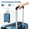 Telescoping handle of a blue 3-piece hardside luggage set, showcasing sturdy and adjustable design for easy travel.