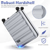 Gray 3-piece hardside luggage set showcasing the robust ABS material, impact-resistant design, and 360° spinner wheels.