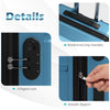 Close-up of the 3-digit lock and smooth zippers on the blue hardside luggage set for secure travel.