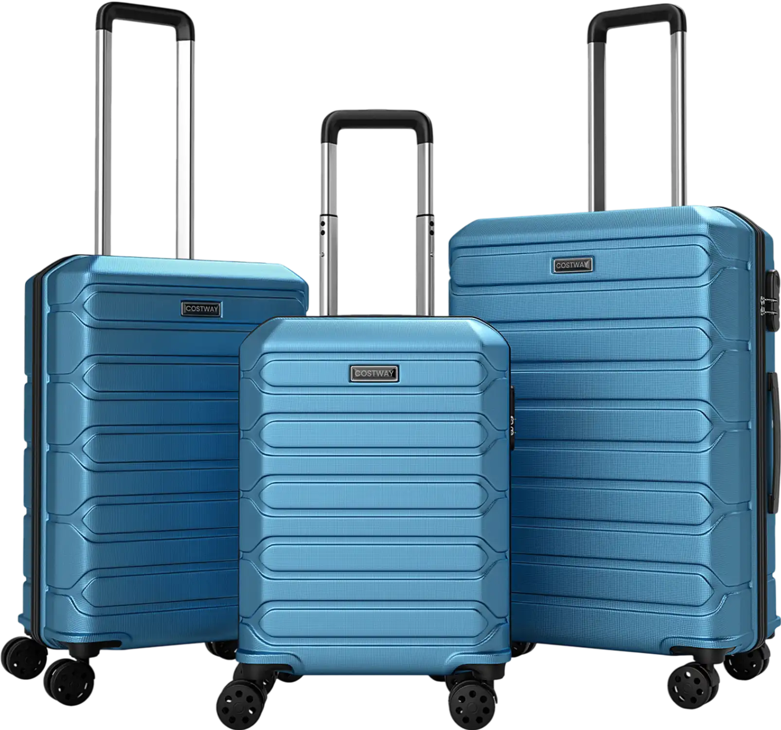 Costway 3-Piece Lightweight Hardside Luggage Set w/ 8-Spinner Wheels 39814341 New