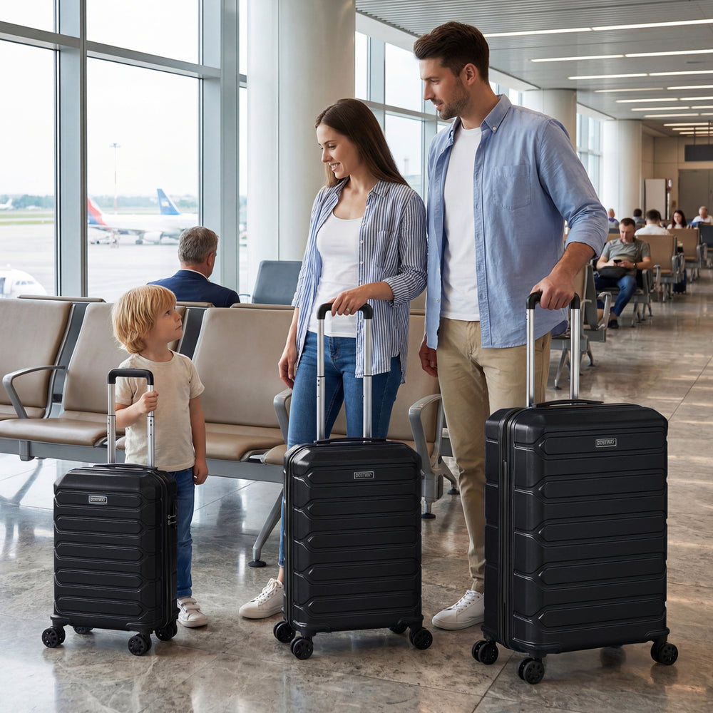 3-Piece Hardside Luggage Set Lightweight Hardside Suitcases with 8-Spinner Wheels-Black - Gallery View 1 of 11