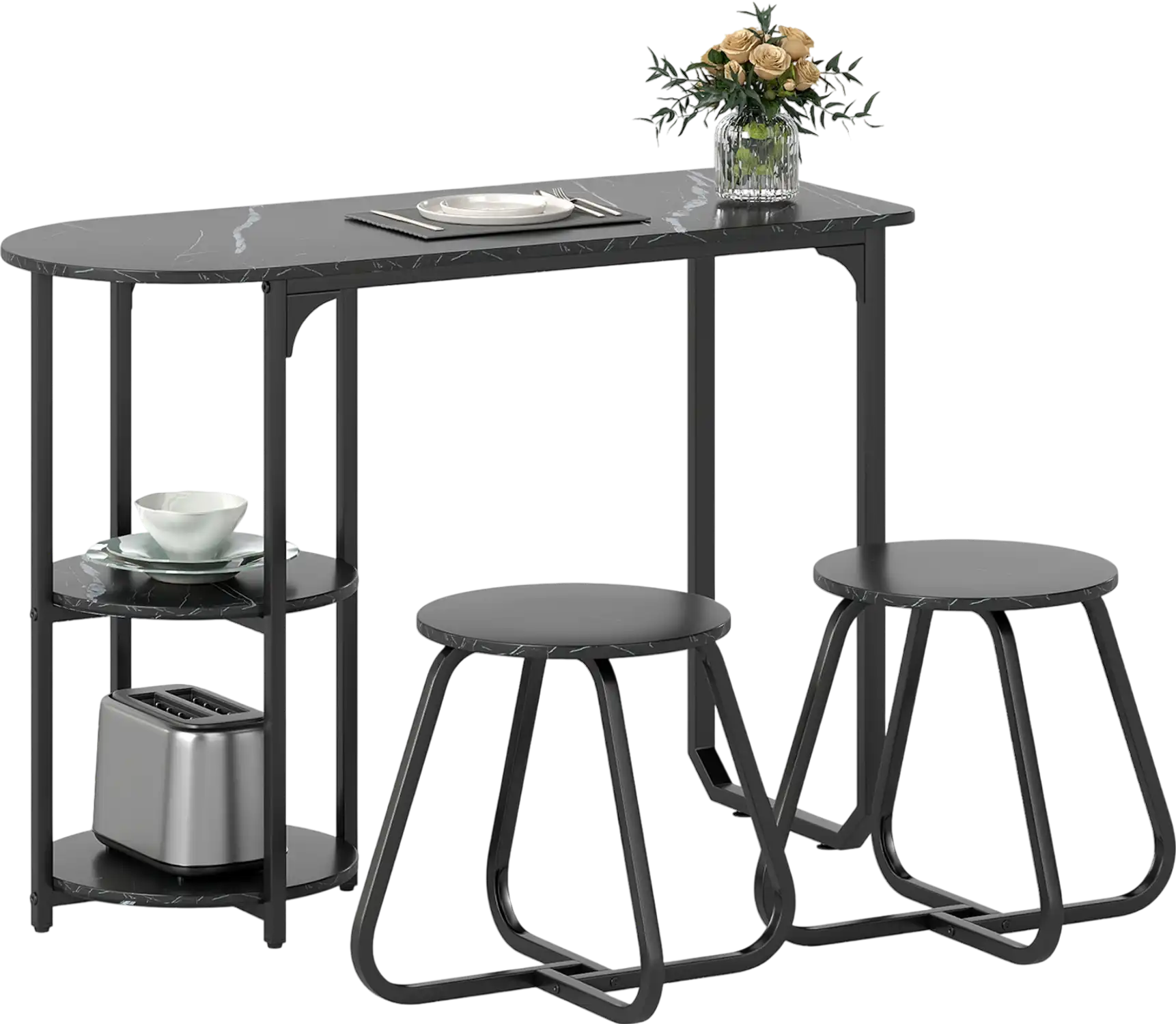 Costway 3-Piece Industrial Dining Table Set Small Space 79014979 New