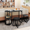 3-piece industrial dining table set in black with faux wood grain finish, ideal for small spaces and easy organization.