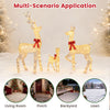 Lighted golden Christmas reindeer family set with 280 LED lights, perfect for festive outdoor decoration in various settings.