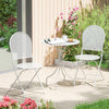 3 Piece Metal Bistro Patio Round Table and 2 Folding Chairs Set-White - Gallery View 1 of 10