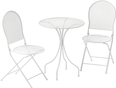 Costway 3-Piece Metal Bistro Patio Dining Set Round Table 2 Folding Chairs 93281754 New