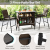 3-piece outdoor bar set featuring a wood-like PVC tabletop, sturdy metal frame, and ergonomic barstools for backyard.