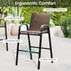 Ergonomic barstool with curved armrests, comfy footrest, and anti-fading fabric for outdoor relaxation.