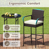 Outdoor bar set featuring a high chair with a comfortable backrest and soft cushion, perfect for porch or yard.