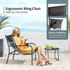 Ergonomic sling chair with elastic headrest and side storage pocket, perfect for outdoor relaxation by the poolside.