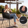 Black outdoor chair with soft cushions and ergonomic backrest, ideal for patio relaxation and comfort.