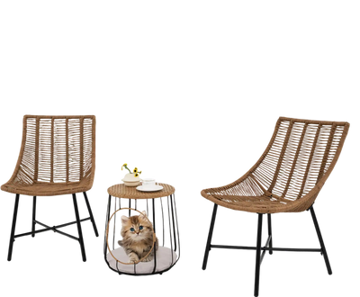 Costway 3 Piece Outdoor Patio Rattan Furniture Set with Pet House 318946527 New