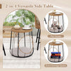 Versatile side table with rattan woven design, featuring a pet house and extra storage space for outdoor use.