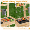 3-piece outdoor kitchen set featuring a mud kitchen, BBQ grill, and pizza oven for kids to enjoy imaginative cooking.