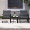 Gray rocking chair from the 3 Piece Outdoor Bistro Set featuring breathable fabric and stable metal frame for outdoor.