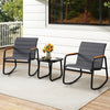 3 Piece Outdoor Rocking Bistro Set Porch Rocker Chairs-Gray - Gallery View 1 of 10