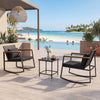 3-Piece Outdoor Rocking Bistro Set with Soft Cushions and Tempered Glass Table-Black - Gallery View 1 of 11