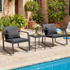 3-piece outdoor rocking bistro set with soft cushions and tempered glass table, perfect for patio relaxation by the.
