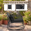 3-piece outdoor rocking bistro set featuring soft cushions, tempered glass table, and anti-slip strips for secure.