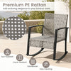 Gray rocking chair from the 3-piece outdoor set features premium PE rattan and plush cushions for ultimate comfort.