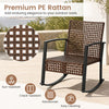 Brown rocking chair from the 3-piece outdoor set features premium PE rattan and thick cushions for ultimate comfort.