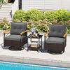 Gray swivel chair with soft cushions and a sturdy metal frame, showcasing ergonomic design for ultimate outdoor comfort.