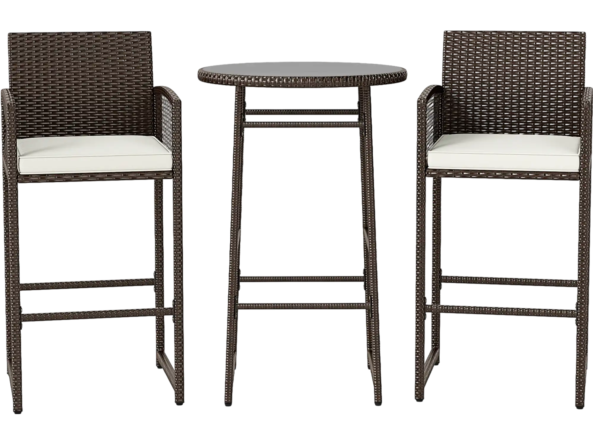 Costway 3-Piece Outdoor Wicker Patio Bar Set Table Armchairs 66016149 New