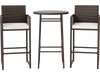 3-piece patio bar set featuring wicker armchairs with cushions and a tempered glass table, perfect for outdoor.