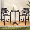 3-piece patio bar set featuring a round high top table and 2 counter height bar stools in robust cast aluminum for.