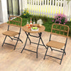 Folding chair featuring a stylish wicker seat and ergonomic backrest, ideal for cozy outdoor dining and relaxation.