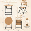 Folding round table and chairs set with handwoven rattan, perfect for outdoor patios and easy storage.