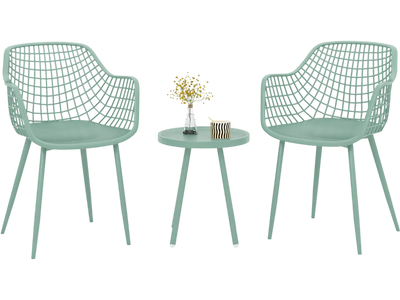 Costway 3-Pc Patio Chair Set w/ PP Seat Tabletop for Porch 89165274 New