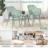Green 3 piece patio chair set with PP seats and table, perfect for indoor and outdoor use in various settings.