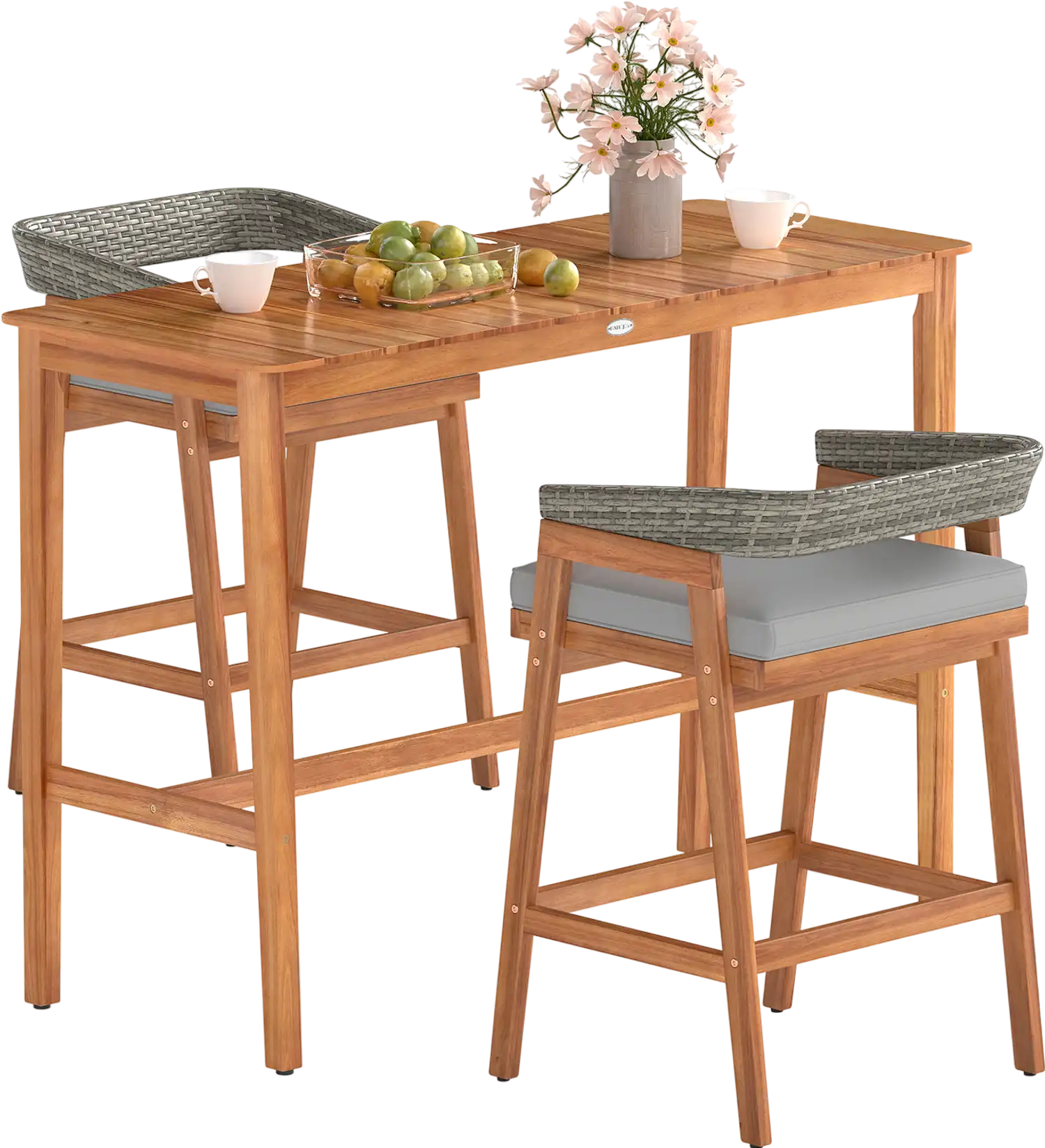 Costway Patio Counter Height Bar Set Cushioned Barstools 873612954 New