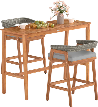 Costway Patio Counter Height Bar Set Cushioned Barstools 873612954 New
