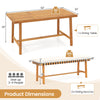 Rectangular dining table with two benches, crafted from solid acacia wood, ideal for outdoor gatherings.