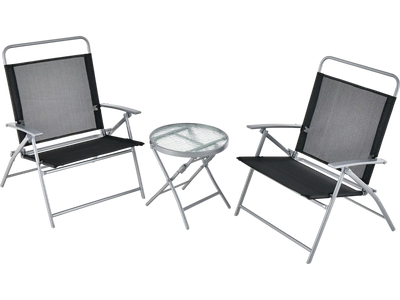 Costway 3-Pc Patio Folding Chair Conversation Set Outdoor Metal 42956178 New
