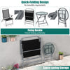 Patio folding chair set with a tempered glass table, featuring a space-saving design and comfortable armrests for.