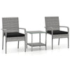 Side view of a PE rattan chair with a soft black cushion, designed for comfort and stability in outdoor settings.