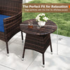 Round side table made of brown PE rattan, 21" diameter, 22" height, designed for the 3-piece patio furniture set.