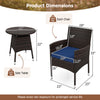 3-piece patio bistro set featuring a round table and navy cushion chair, crafted from durable brown PE rattan for.