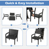 Step-by-step assembly instructions for the 3 Piece Patio Furniture Set with black rattan armchairs and side table.