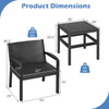 Dimensions of the 3 Piece Patio Furniture Set showing a rattan armchair and square side table, ideal for outdoor use.