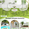 White 3-piece Acapulco patio bistro set with glass table, ideal for backyard, poolside, or balcony relaxation.