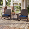 3 Piece Patio Rocking Set Wicker Rocking Chairs with 2-Tier Coffee Table-Navy - Gallery View 1 of 11