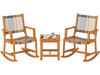 3 Piece Patio Rocking Set Acacia Wood Rocker Bistro Set with Rattan Seat and Back