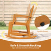Acacia wood rocking chair with rattan seat, featuring a reliable stopper for safe and smooth rocking, ideal for outdoor.